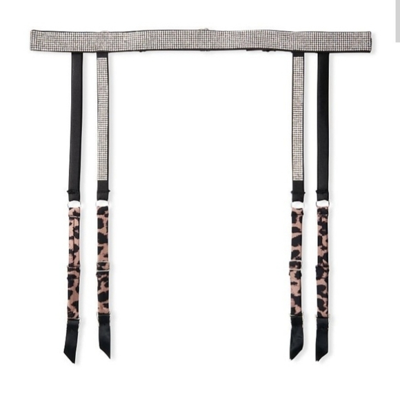 Victoria secret Shiny Garter belt new leopard garters M/L - Picture 2 of 15